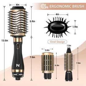 Natrial Hair Dryer Brush side view displaying power cord