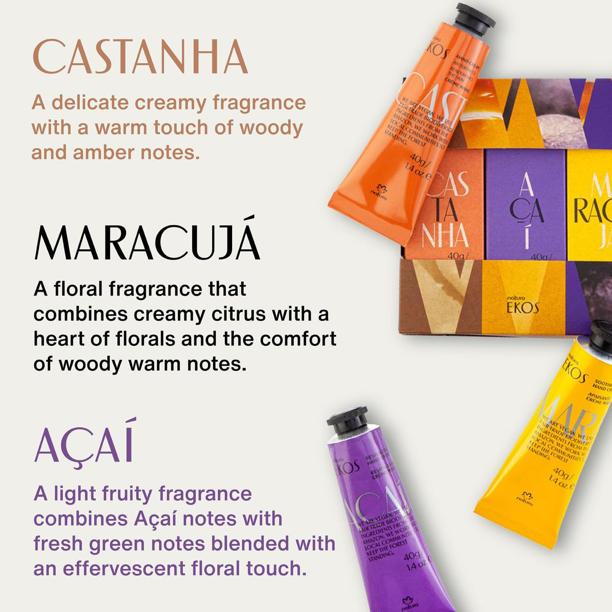 natura Açaí hand cream tube close-up