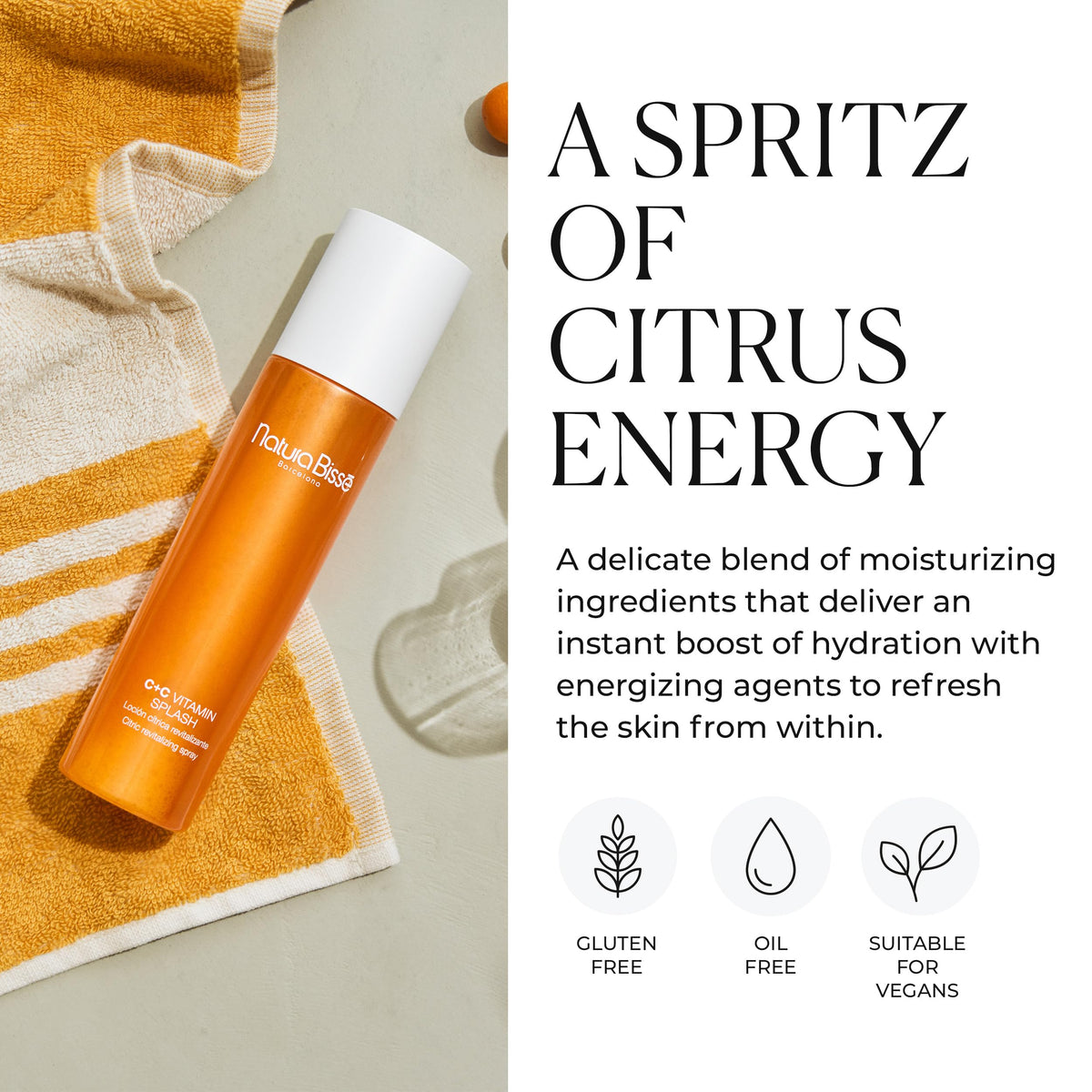 Natura Bissé C+C Vitamin Splash packaging with citrus background