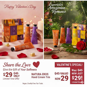 natura hand creams with tropical fruits background