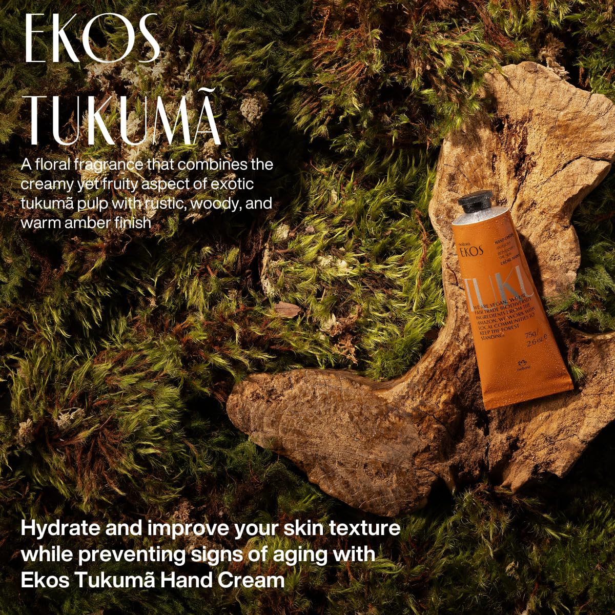 Natura Tukumã Hand Cream packaging with tropical design