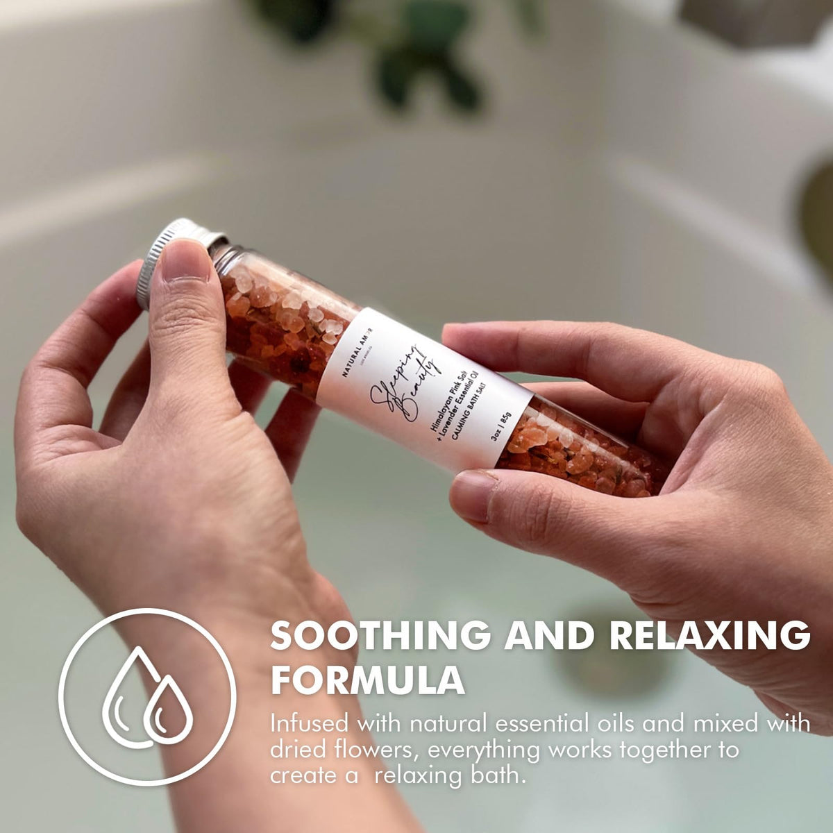 NATURAL AMOR peppermint bath salt in a jar