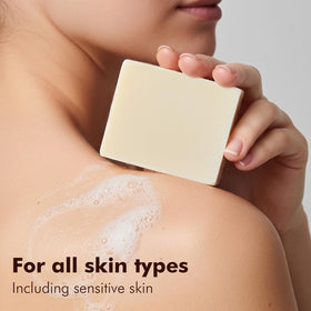 NATURAL AMOR Unscented Tallow Soap Bar being lathered on hands