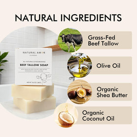 NATURAL AMOR Unscented Tallow Soap Bars arranged neatly