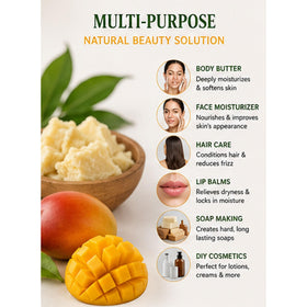Natural mango butter block on a wooden surface