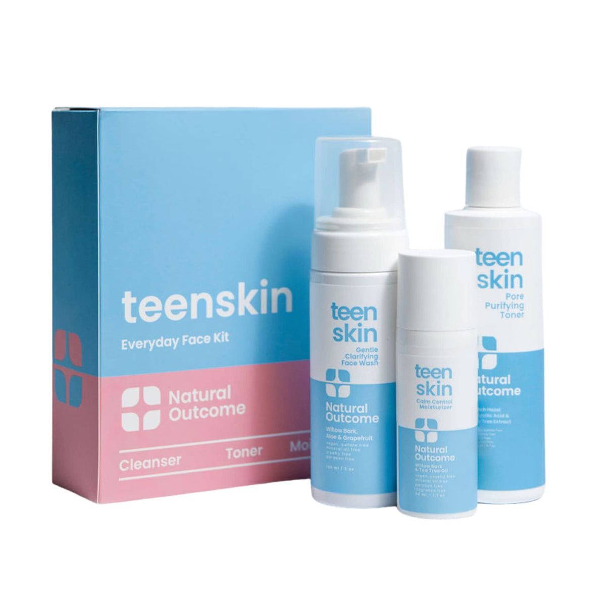 Natural Outcome Teen Skin Care Kit 3-Step Acne Regimen front view