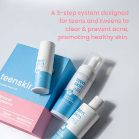 Natural Outcome Teen Skin Care Kit displayed with skincare routine
