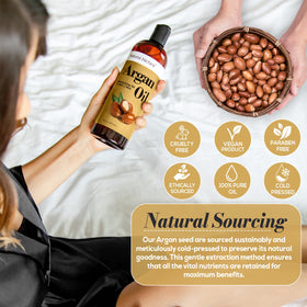 Natural Riches Moroccan Argan Oil 16 Fl Oz on a wooden surface