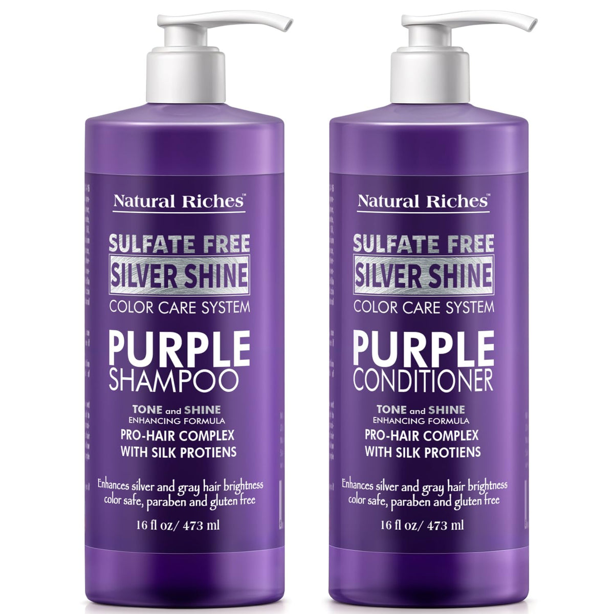 Natural Riches Purple Shampoo and Conditioner Set front view