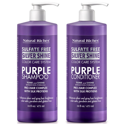 Natural Riches Purple Shampoo and Conditioner Set front view
