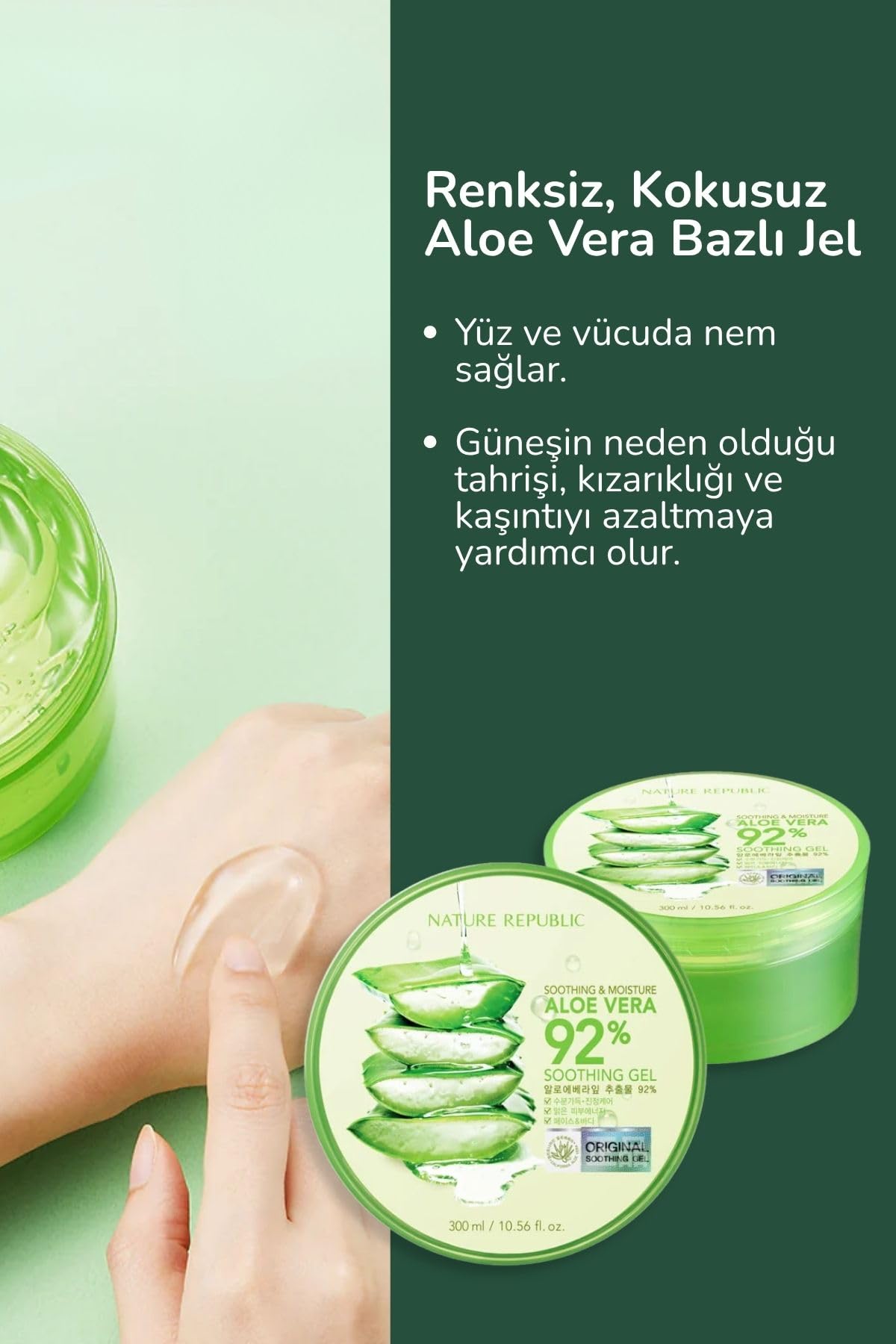 Nature Republic Aloe Vera Gel 300ml opened with gel visible