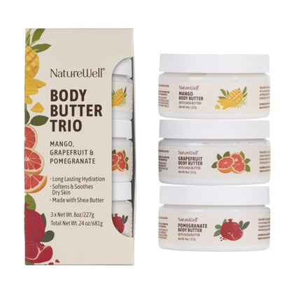 NATURE WELL Shea Body Butter Trio pack front view with three jars