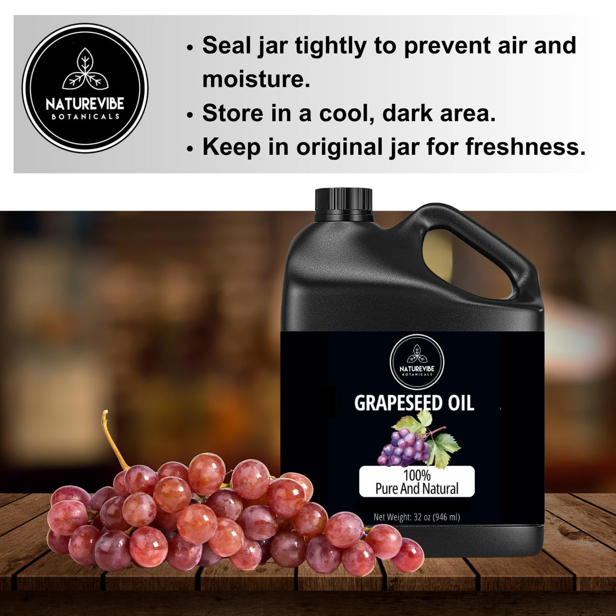 Naturevibe Botanicals Grapeseed Oil 32oz cuticle softener