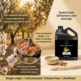 Naturevibe Botanicals Sweet Almond Oil pouring from bottle
