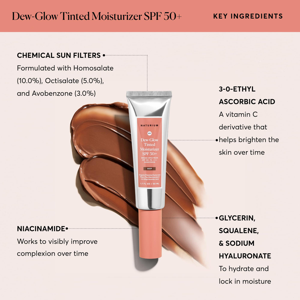 Naturium Dew-Glow Tinted Moisturizer SPF 50+ Deep lifestyle scene