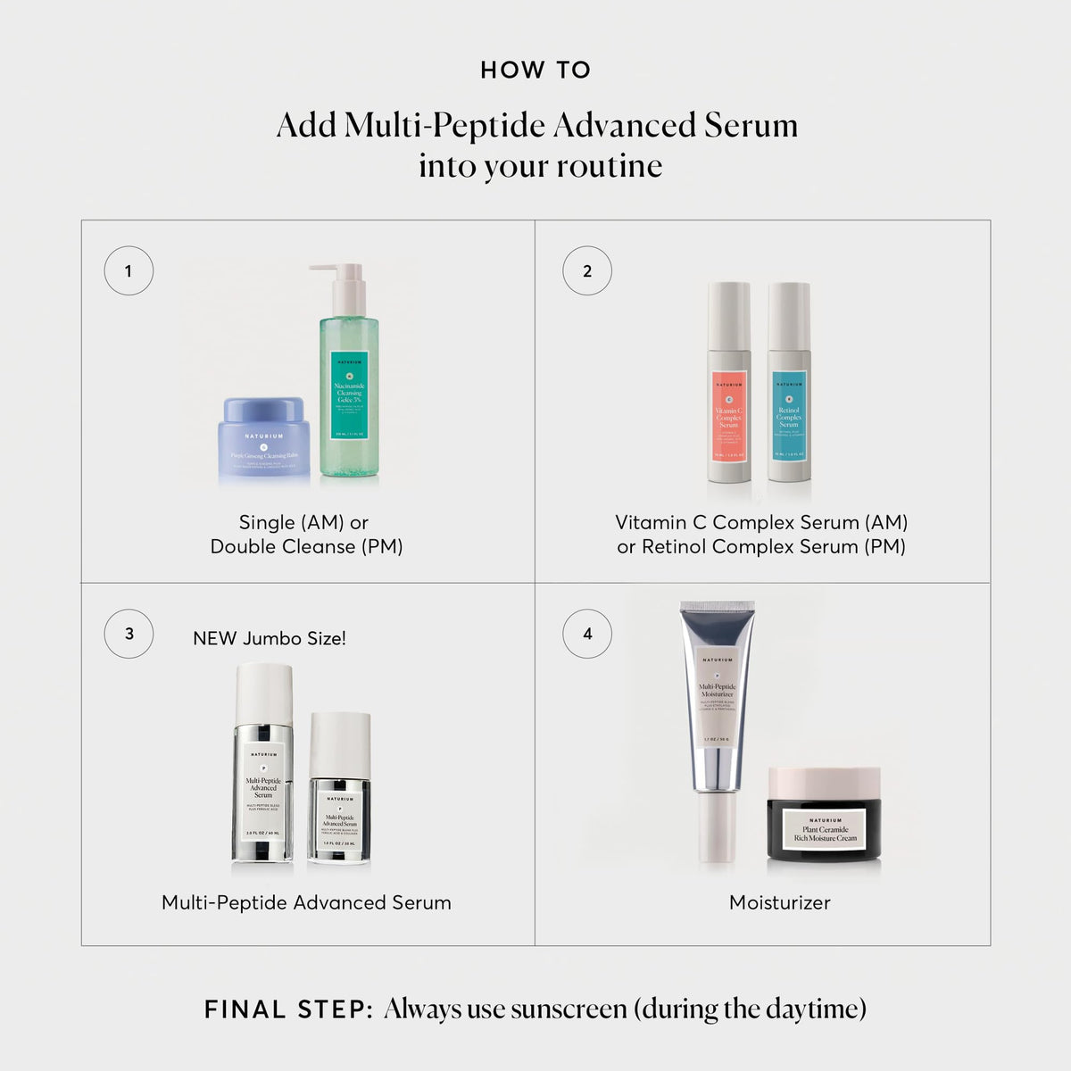 Naturium Multi-Peptide Advanced Serum Jumbo with other skincare products