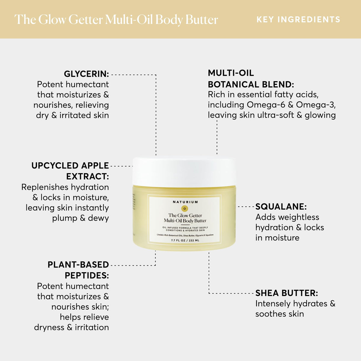 Naturium The Glow Getter Whipped Multi-Oil Body Butter with vanilla and coconut scent