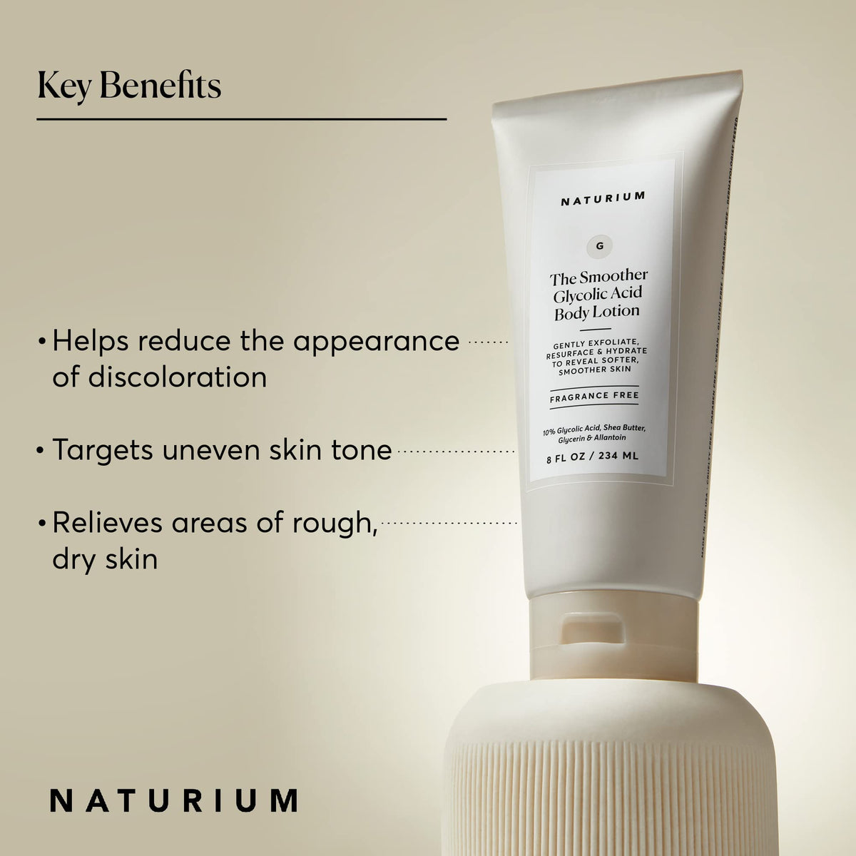 Naturium The Smoother Glycolic Acid Body Lotion 8 oz side view