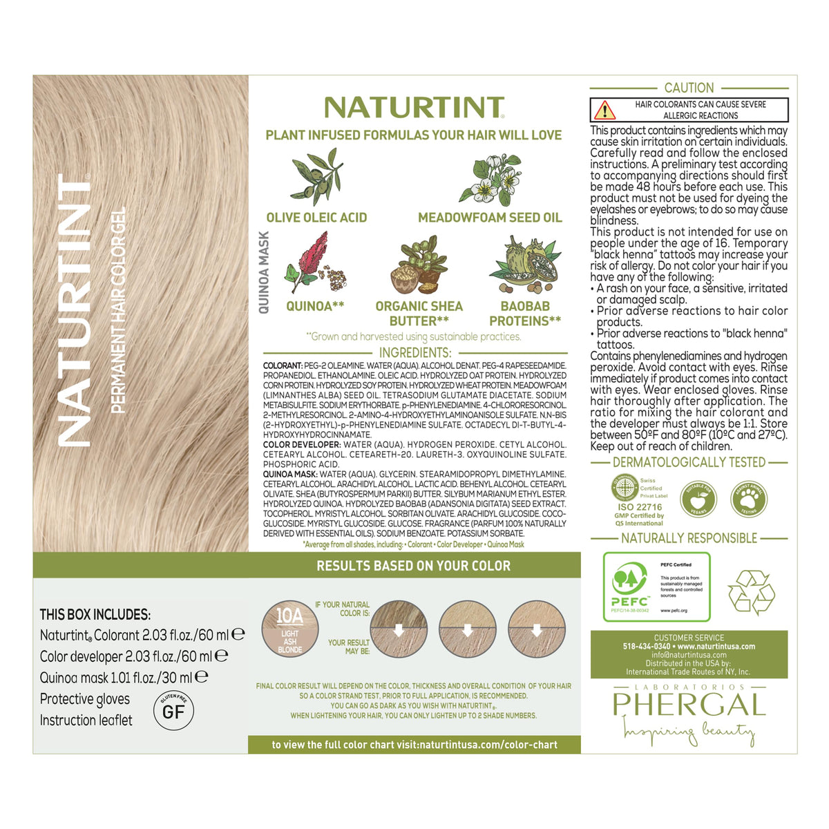 Naturtint 10A Light Ash Blonde hair colour swatch
