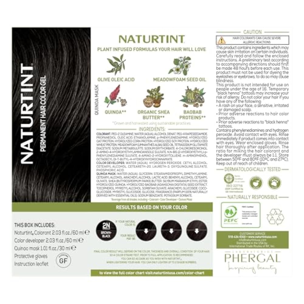 Naturtint 2N Brown Black ingredients list close-up