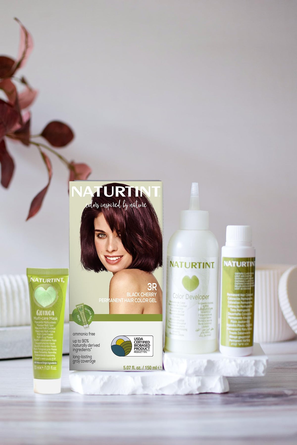 Naturtint 3R Black Cherry hair colour applied on hair