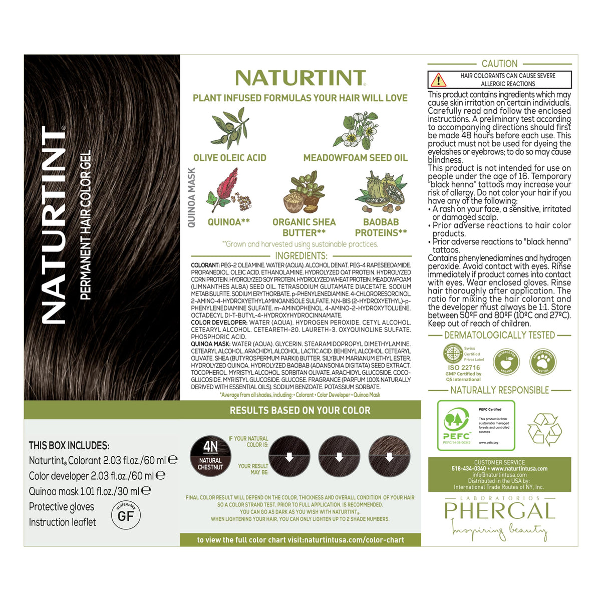 Naturtint 4N Natural Chestnut ingredients list on packaging