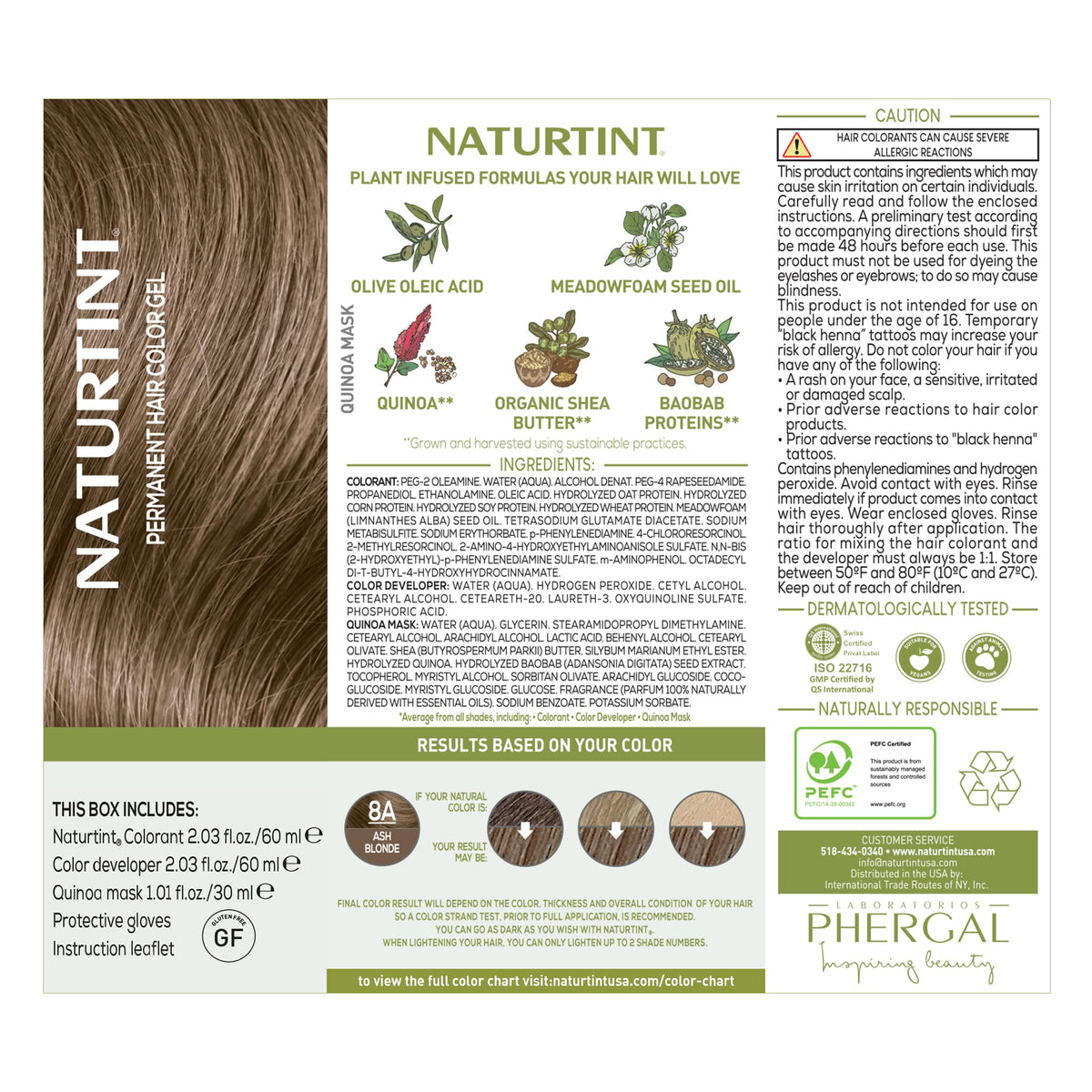 Naturtint 8A Ash Blonde ingredients list