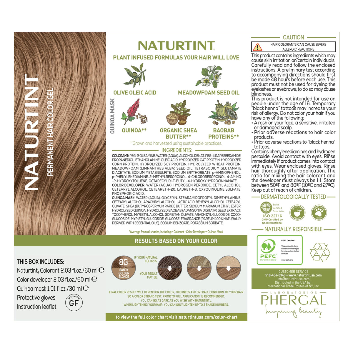 Naturtint 8G Sandy Golden Blonde hair colour results on hair