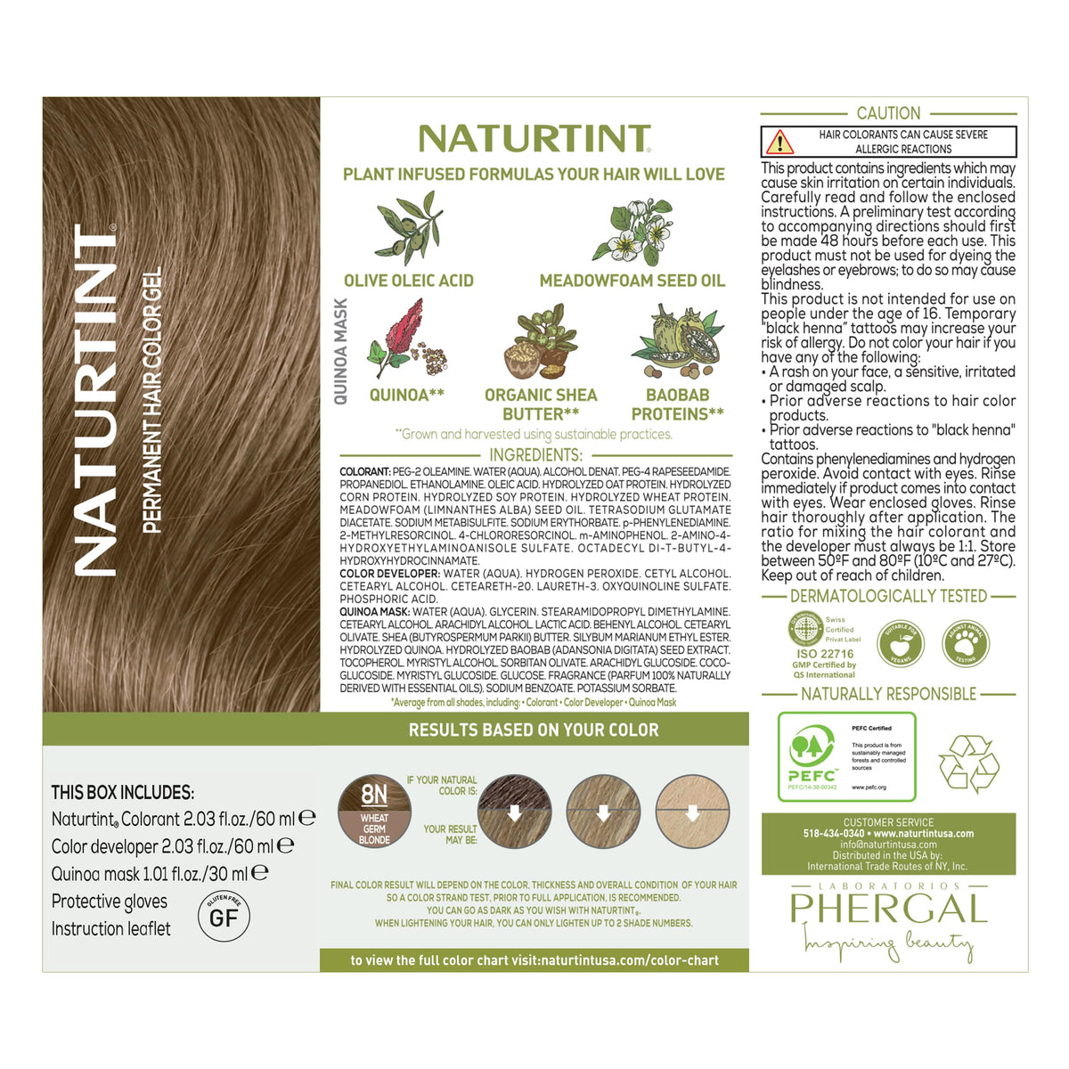 Naturtint 8N Wheat Germ Blonde ingredients list