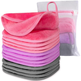 Natwag Makeup Remover Cloths 12 Pack in grey, purple, and pink