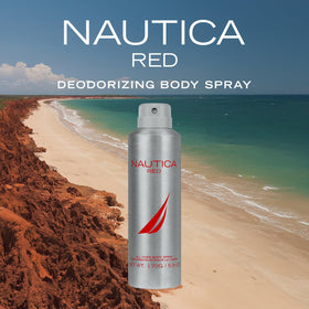 Nautica Red Deodorizing Body Spray 6.0oz side view