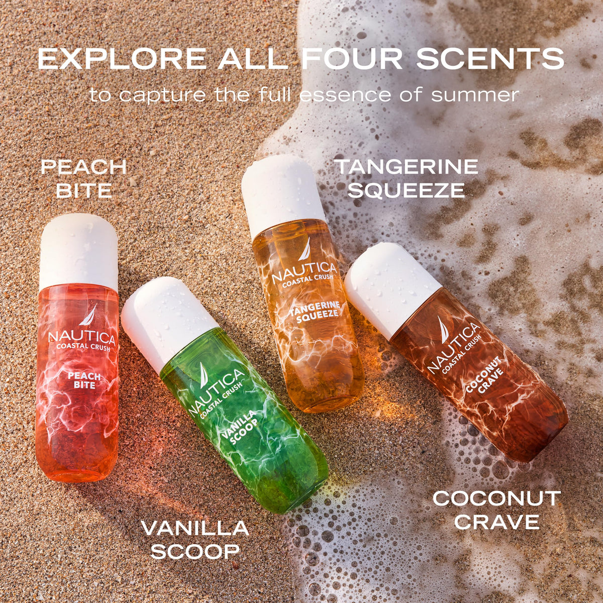 Nautica Tangerine Squeeze Body Mist with tropical background