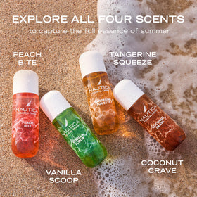 Nautica Tangerine Squeeze Body Mist with tropical background