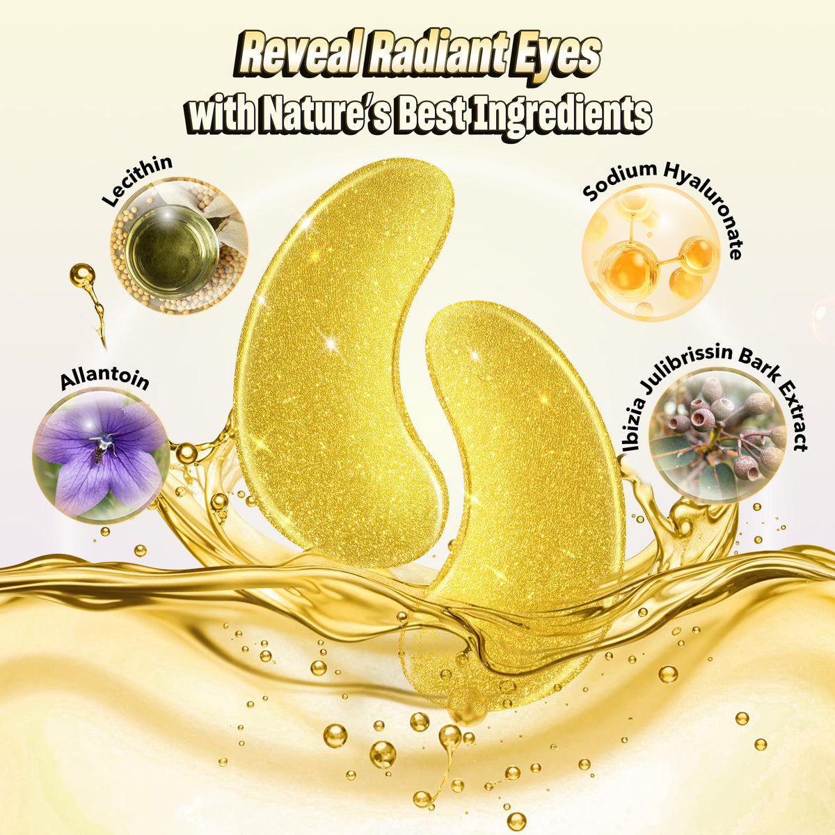 NAZANO 24K Gold Under Eye Patches being applied under eyes
