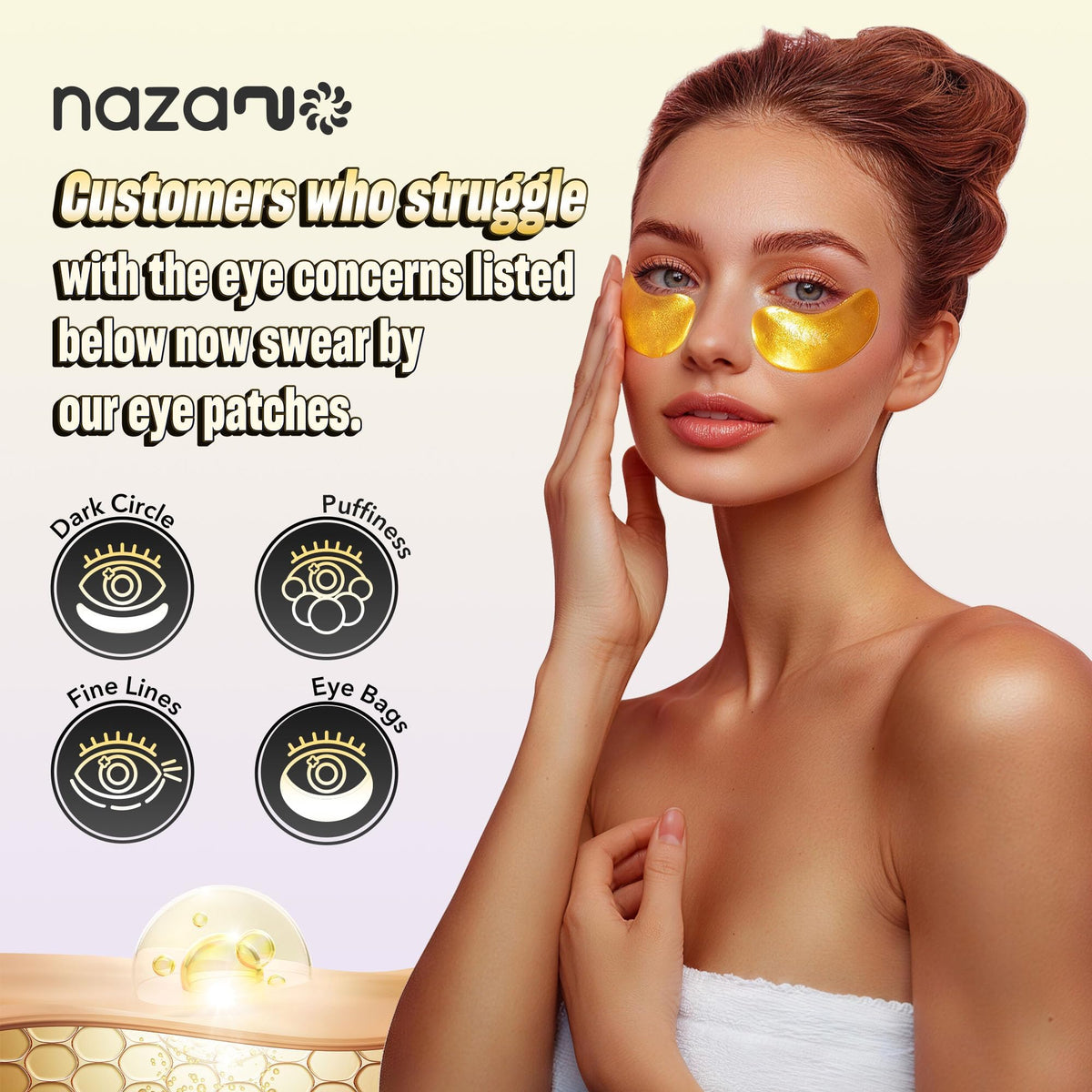 NAZANO 24K Gold Under Eye Patches close-up of patches