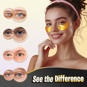 NAZANO 24K Gold Under Eye Patches with ingredients displayed