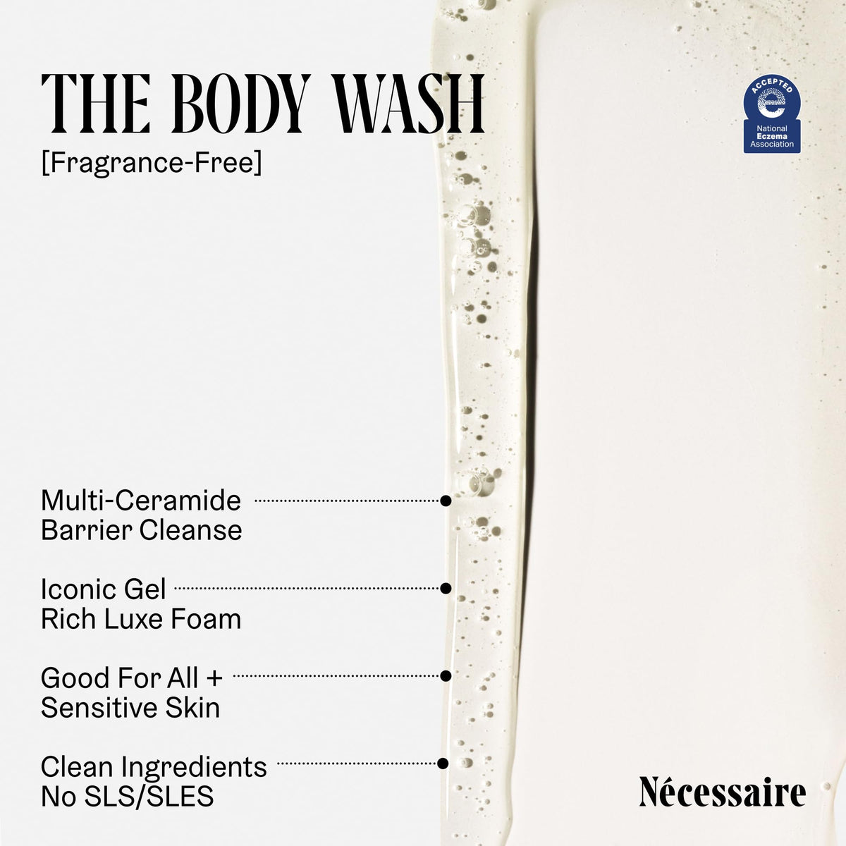 Nécessaire Body Wash bottle with label details