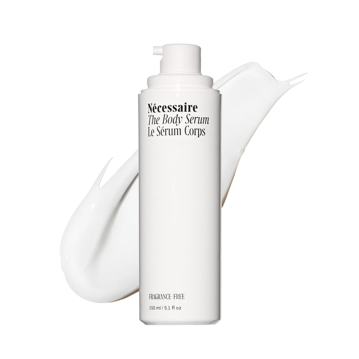 Nécessaire The Body Serum front view with white packaging