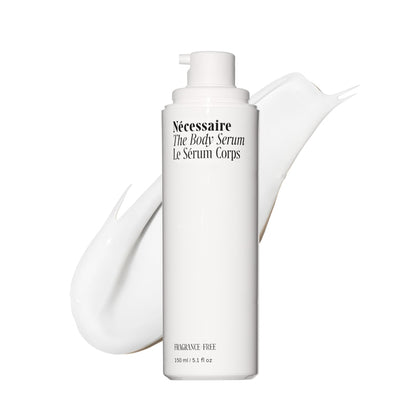 Nécessaire The Body Serum front view with white packaging
