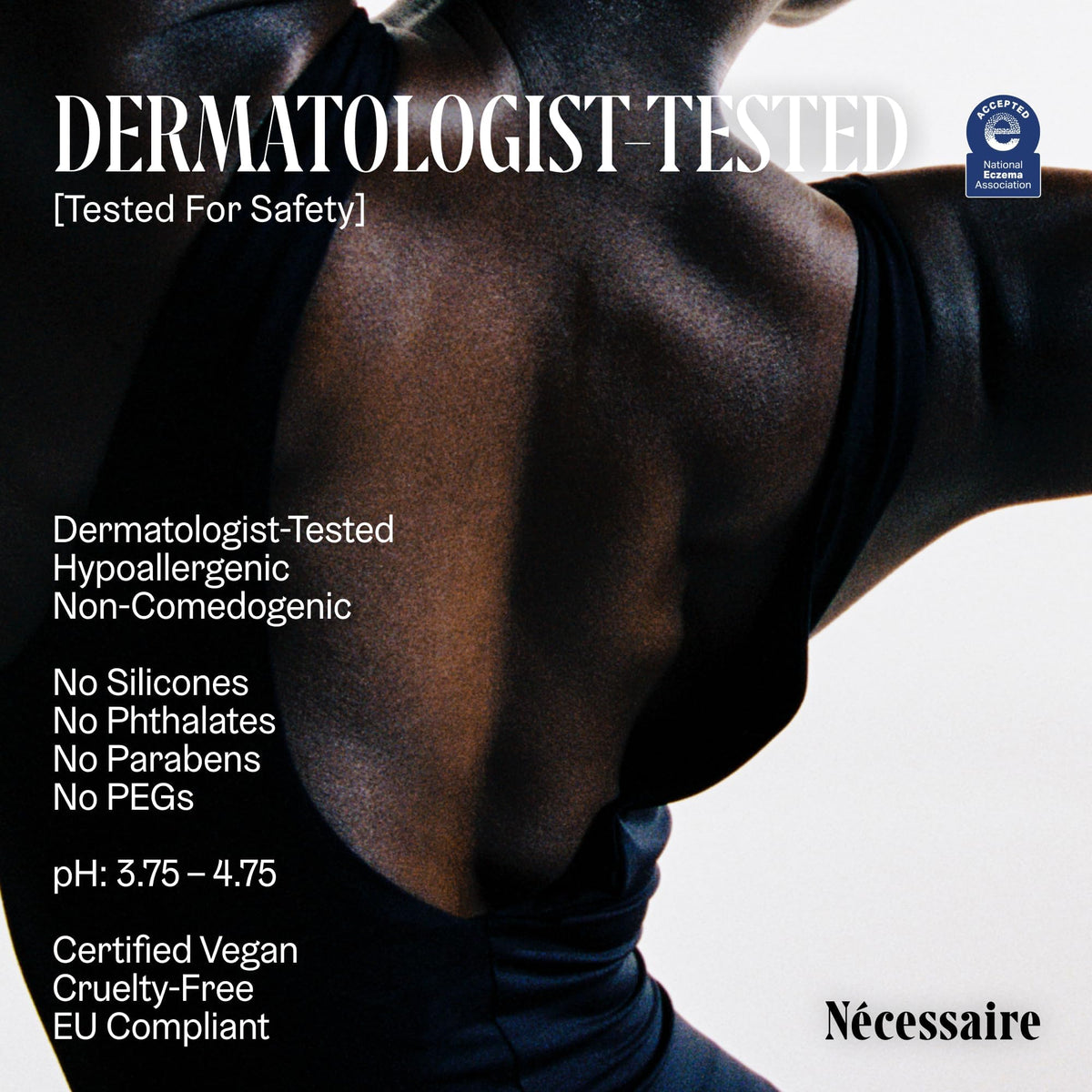 Nécessaire The Body Serum packaging with ingredients