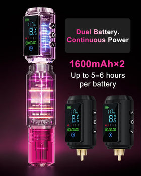 Neebol tattoo kit showing dual batteries and needles