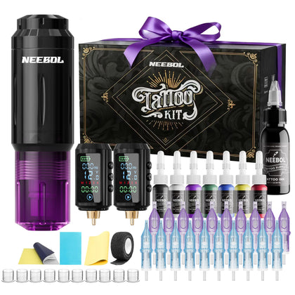 Neebol Wireless Tattoo Gun Kit complete set with accessories