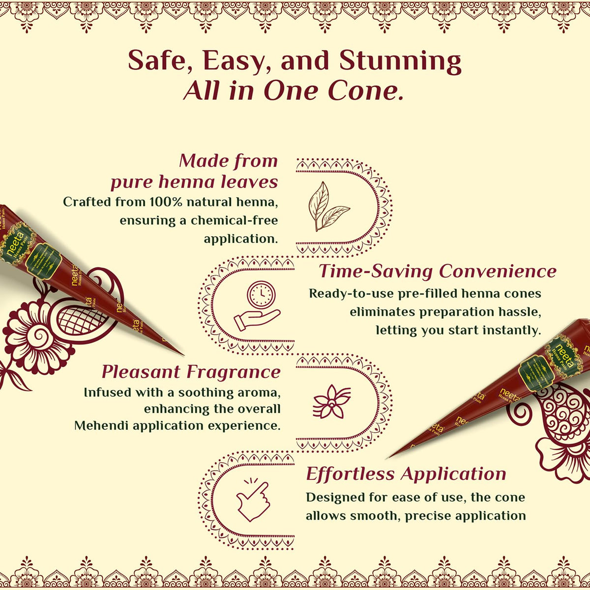 Neeta henna paste cone with application demonstration