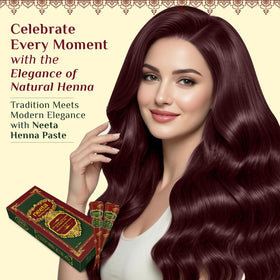 Neeta henna paste cones arranged on a wooden surface