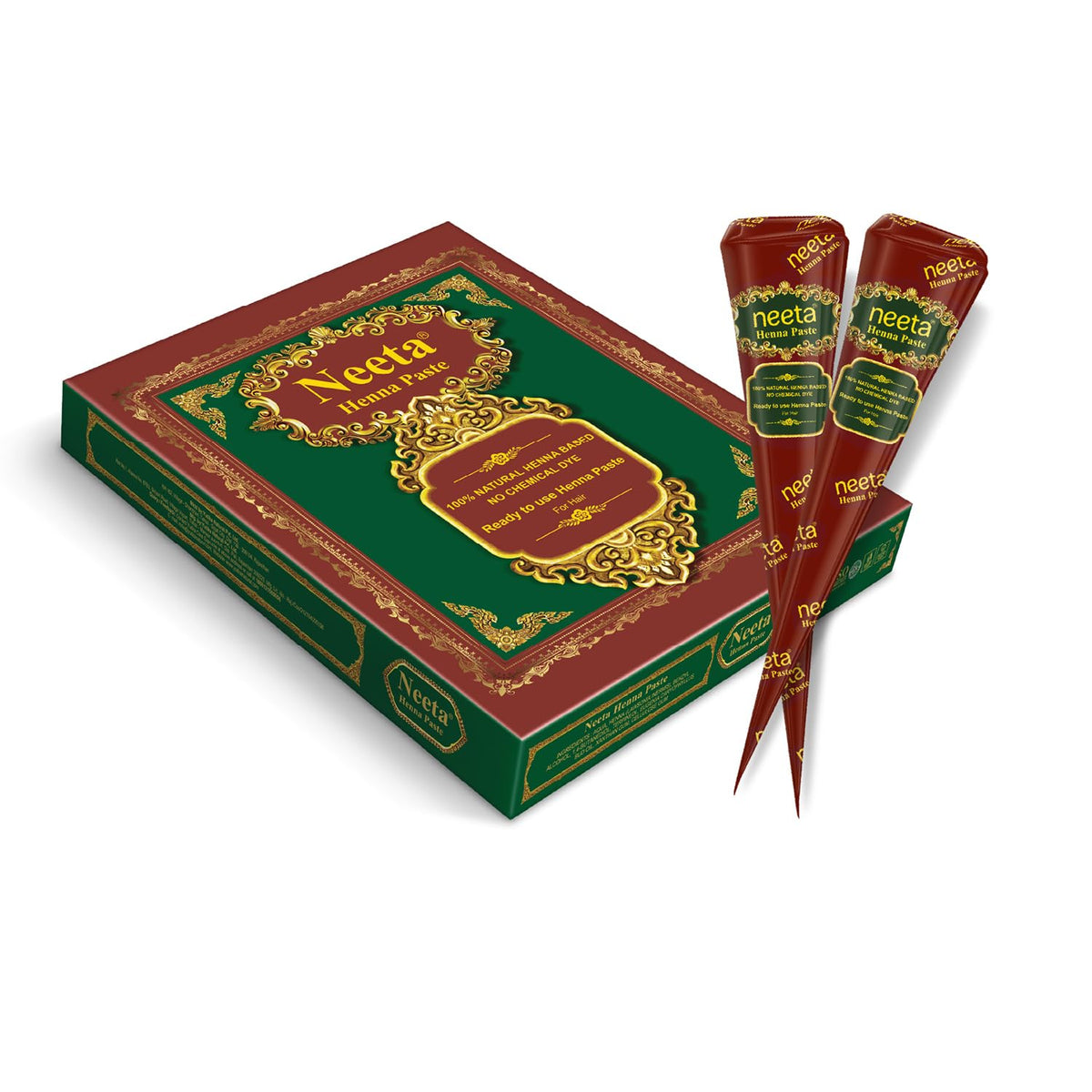 Neeta Ready-to-Use Henna Paste 12 cones pack front view