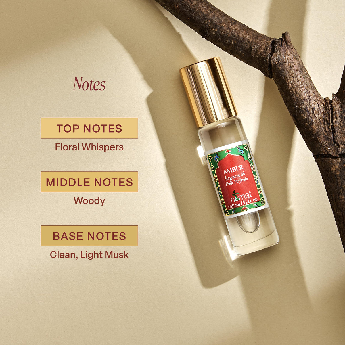 Nemat Amber Perfume Oil Roll-On bottle close-up