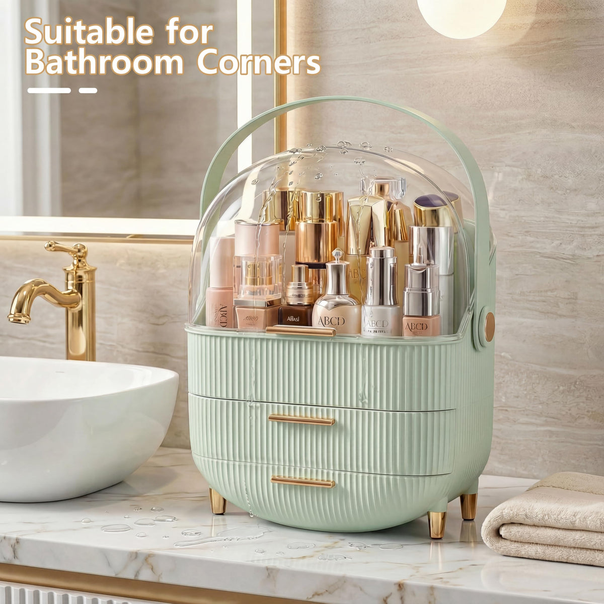 NestOrganix Makeup Organizer in a bathroom setting
