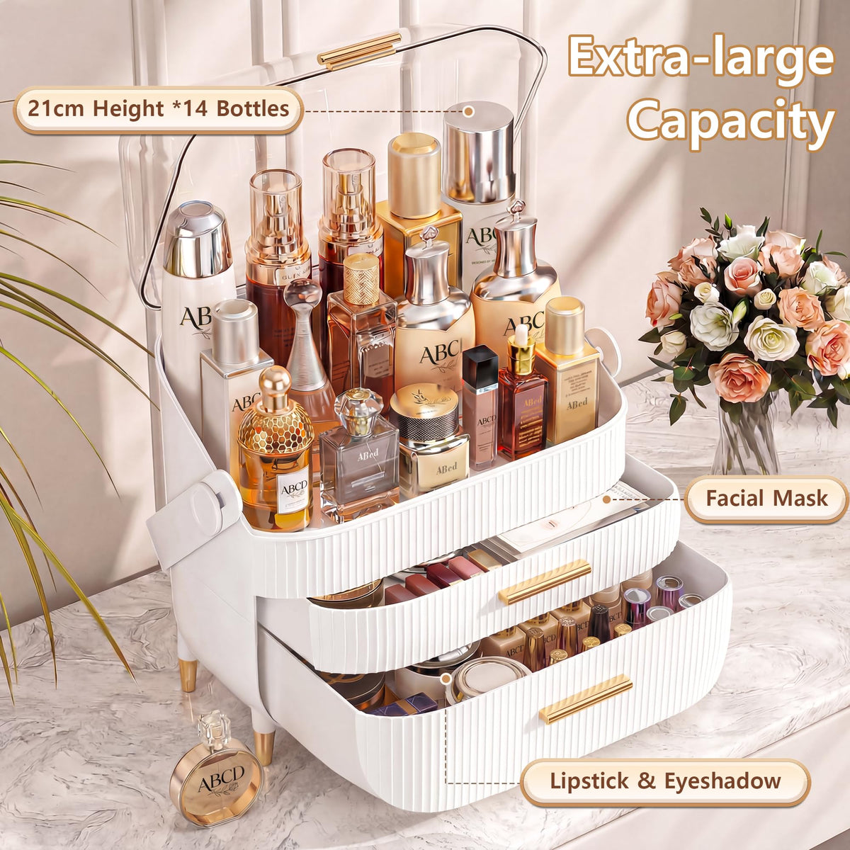NestOrganix Makeup Organizer top view displaying storage space