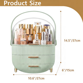 NestOrganix Makeup Organizer with golden handle on vanity