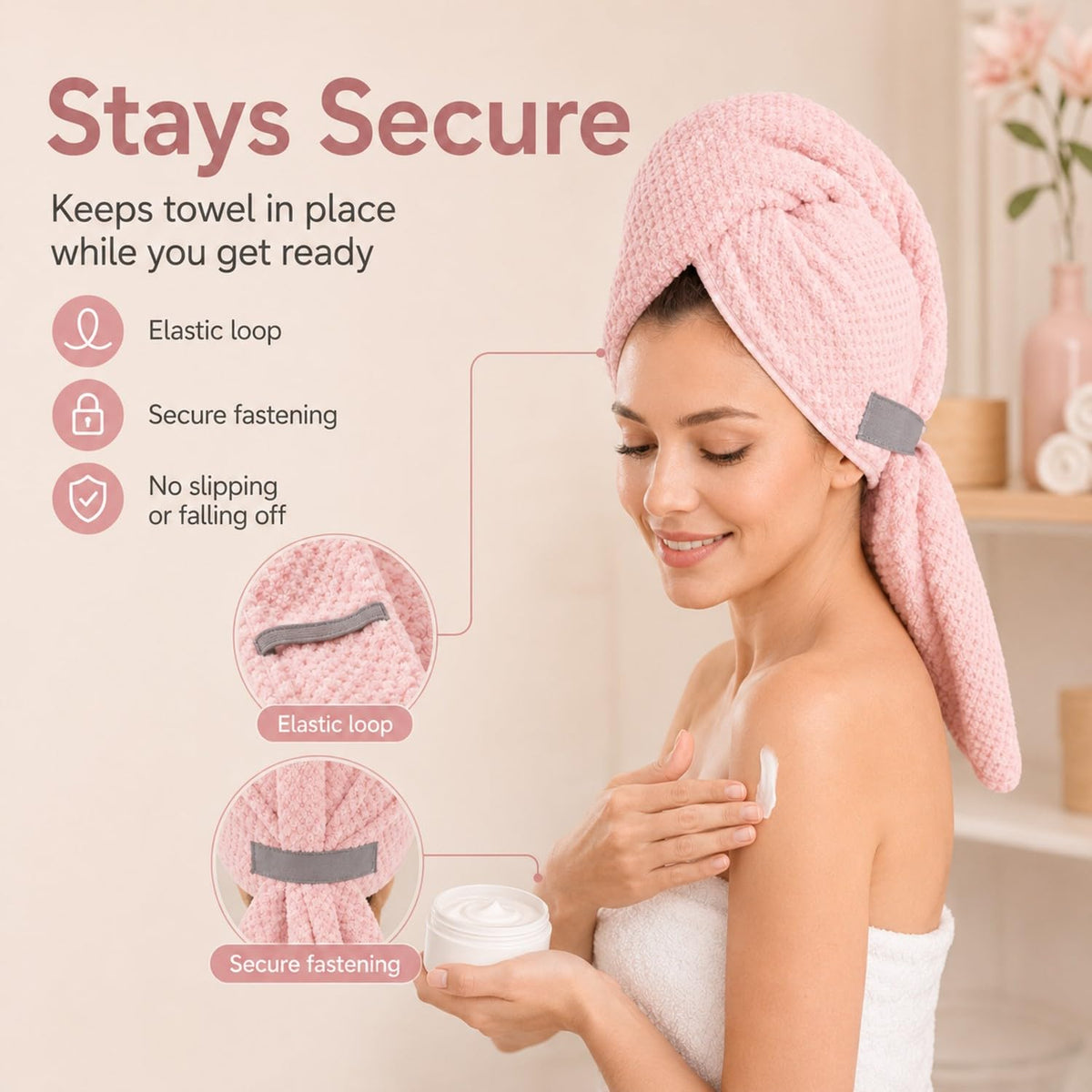 Netcken Large Microfiber Hair Wrap Towel being used after a shower